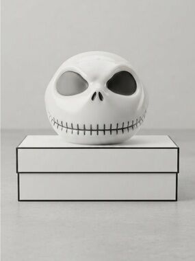 White Ceramic Skull Decorative Jar - Home Kitchen Popcorn Container